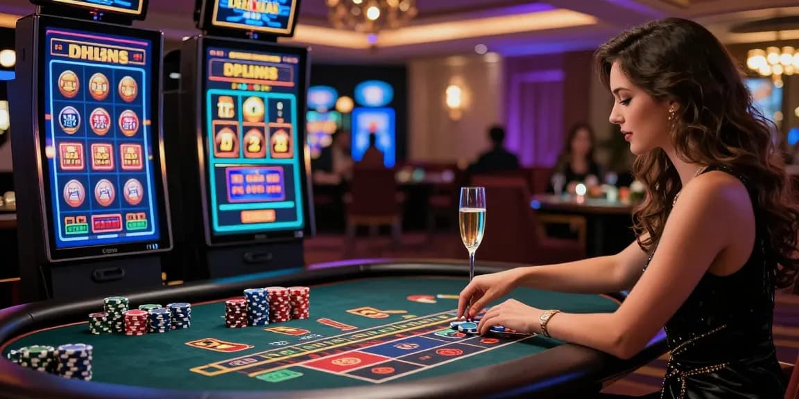 Expérience de casino en ligne avec un joueur élégant interagissant avec un croupier en direct.